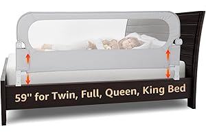 NUTIKAS Bed Rail for Toddlers King Size Bed - 59 In Toddler Guard Rails for Queen, Full, Twin, Bunk, King Size Bed Adjustable Heights & Swing Down Bedrail Extral Tall Child Safety Side Railing Guards for Kids