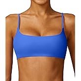 Comper Women's Sports Bra with Thin Straps Stretchy Wirefree Workout Bras Lightweight Workouts Bralette with Removable Pads