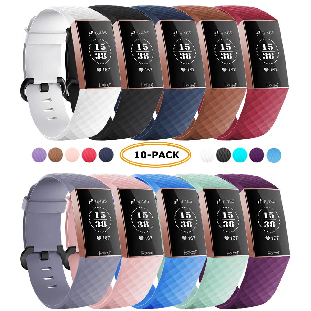 FatcatBand Compatible with Strap Bands Fitbit Charge 3/Charge 4,Classic Soft Silicone Sport Adjustable Replacement Accessory Bracelet Straps for Fitbit Charge 3 Fitness Wristband