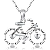YAFEINI Bicycle Bike Pendant Necklace 925 Sterling Silver Travel Accessories Gifts Sport Pendant for Cyclist Cycling Lovers Mountain enthusiasts