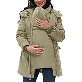 PBNBP Womens 3-in-1 Maternity Puffer Coats Winter Warm Quilted Lined Parka Water-Resistant Babywearing Hooded Jackets