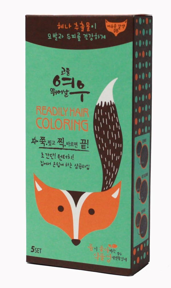 Yeowoo Speed Hair Color Dark Brwon with Henna Extract 5 Packs Rich Creamy Lather Just Like Shampoo (Dark Brown)