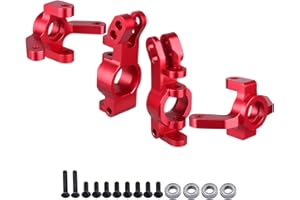 HobbyPark Aluminum Front/Rear Right Hub Assembly Steering Knuckles Blocks Stub Axle Carriers for 1/10 Redcat Blackout XTE XBE SC (Pro), Replace BS213-011 BS213-012 (Red)
