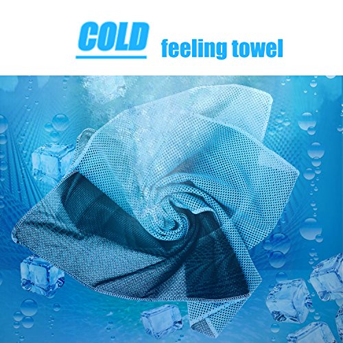 Biange Cooling Towel (10 Pack) for Sports, Workout, Fitness, Gym, Yoga, Golf, Pilates, Travel, Camping & More (Lake Blue) - Thumbnail 4