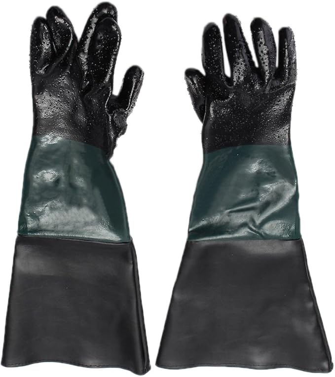 1Pair Heavy Duty Sandblasting Rubber Gloves Sand Shot Grit Bead Blast