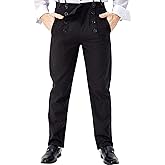 Ya-cos Men Steampunk Pants Classic Victorian Pants Adult Vintage Gothic Trousers Cosplay Costume