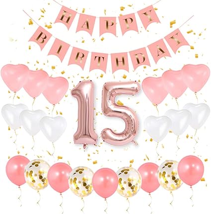 Amazon Com Gihoo 15th Birthday Decorations 15th Birthday Party