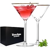 Yaschmo Martini Glasses Set of 2, Gold Rim Hand-Blown Crystal Cocktail Glasses, 10oz Large Martini Glasses for Espresso, Cosmopolitan, Gimlet, Elegant Barware Gift for for Women, Men, Any Occasion