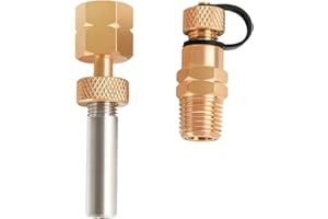 Solimeta Brass Test Plug with Brass Gauge Adaptor, 1/4" NPT Male, 1/4" NPT Female for Gauge