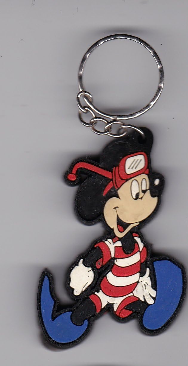 (MM5) SNORKLING MICKEY MOUSE Walt Disney Animation Cartoon Network Rubber Keychain / Key-ring 1.5x2.5 Inches