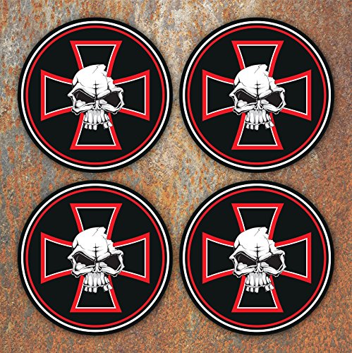 Skull Iron Cross Wheel Centres Stickers