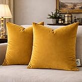 Mango Muse Velvet Pillow Covers 18x18 Set of 2 | Soft Plush Decorative Throw Pillow Cases | Hidden Zipper Home Decor (Mustard Yellow)