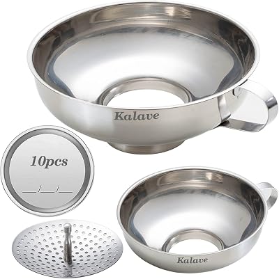 Kalave Canning Funnel Set, Stainless Steel, 5.6 in Large & 4.2 in Small,