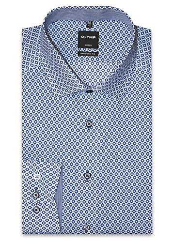 OLYMP Herren Hemd Luxor Modern Fit Global Kent Kragen Bügelfrei Gr.46 Bleu