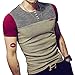 8sanlione Mens Casual Slim Fit Short-Sleeve/Long Sleeve Contrast Color T-Shirt(Medium,S_Red)