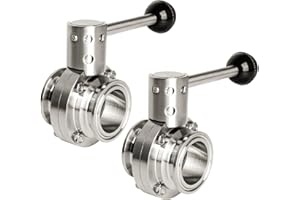 Dyncan 2 Pack 1.5" Tri Clamp Butterfly Valve, Sanitary 304 Stainless Steel Tri Clamp Clover Valves with Pull Handle (1.5 Inches Tube OD)