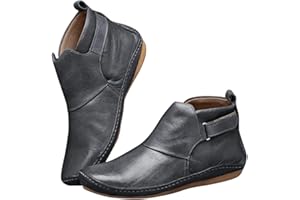 AODONG Boots for Women Low Heel Premium Orthopedic Ankle Boots Arch Support Leather Comfortable Side Zip Wedge Booties