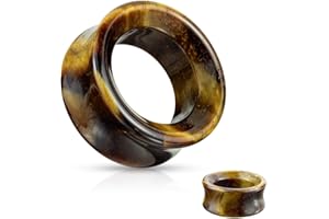 Ear gauges hollow organic stone Hawks Eye flesh tunnel eyelet plugs SoScene