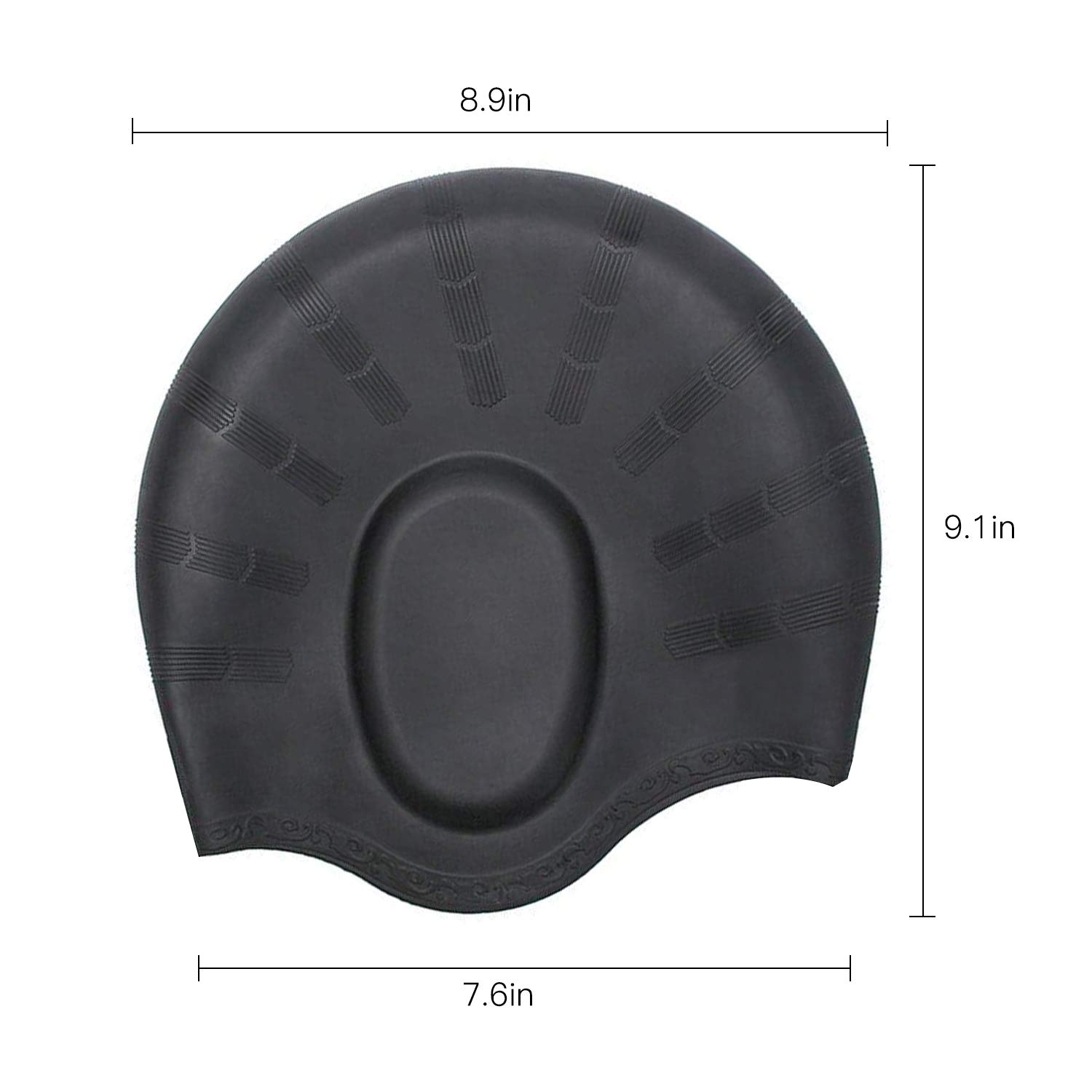 Yostyle Swim Cap, 2Pack Silicone Swimming Caps for Long Hair - 3D Ergonomic Design Swimming Hat for Women Kids Men Adults Boys Girls, Comfortable and Durable with Nose Clip & Ear Plugs - Black & Blue