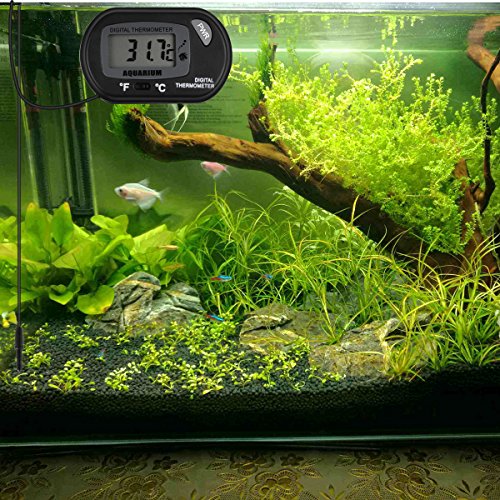 image for Jespekerere Aquarium Thermometer Digital Fish Tank Water LCD Black wit