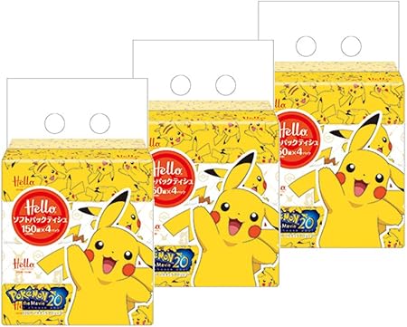 Amazon ハロー ポケモン ソフトパックティシュミニ 300枚 150組 4個パック 3セット ハロー ドラッグストア
