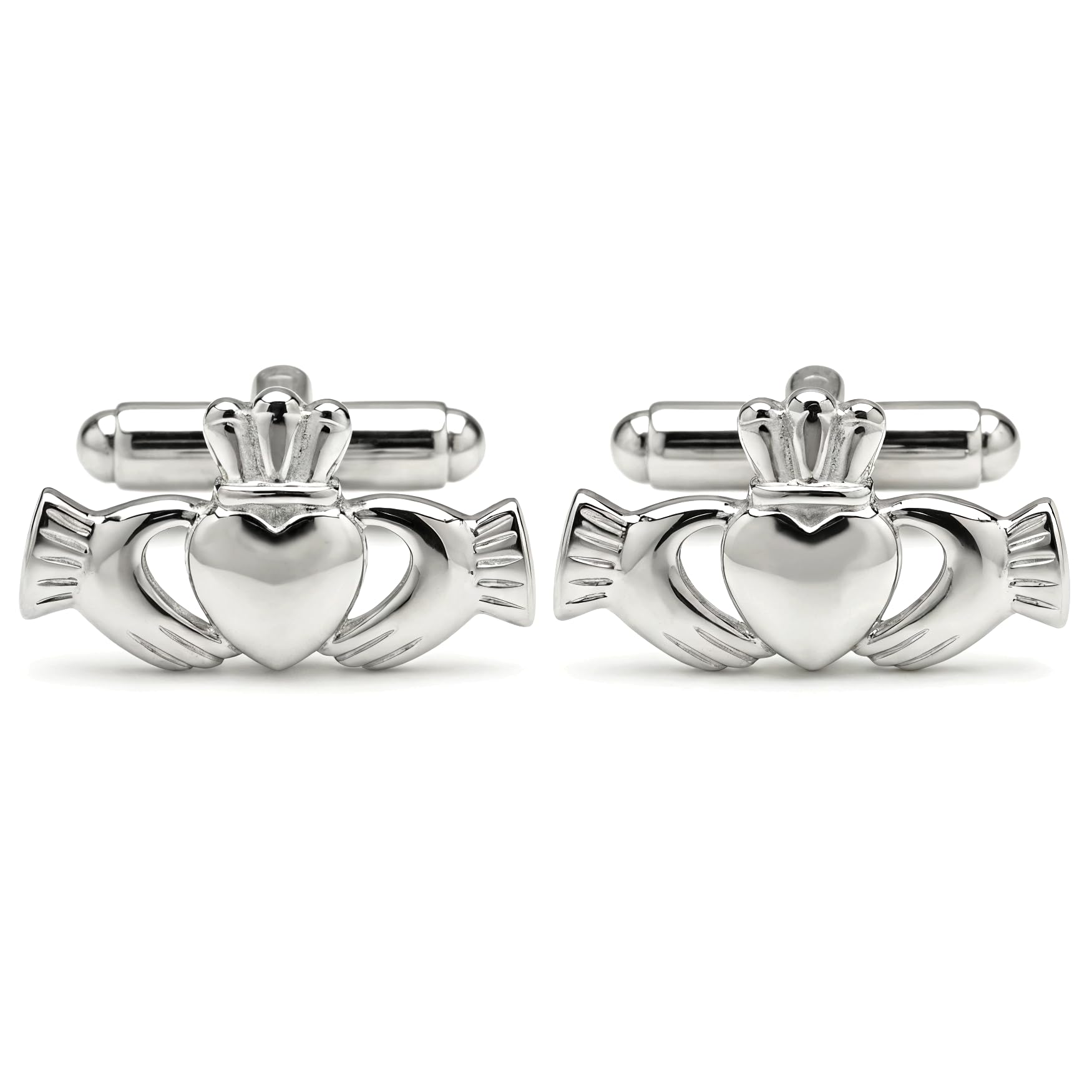 Alexander Castle 925 Sterling Silver Irish Claddagh Celtic Cufflinks for Men - 26mm x 14mm Cufflinks with Jewellery Gift Box
