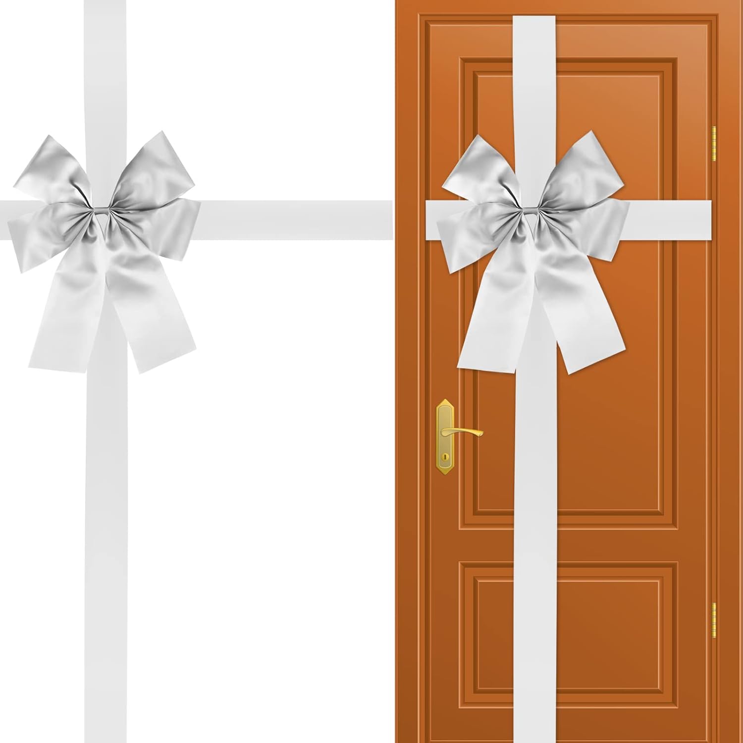 Bows & Ribbons - gisgfim Christmas Cabinet Big Bows Large Door Lace Christmas Tree Bow Ribbon Silver Bow Holiday Decorations Christmas Front Door Party Supplies