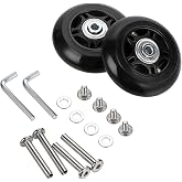 OwnMy 70mm x 24mm Single Luggage Wheels Replacements Kit, Set of 2 | Mute Suitcase Replacement Wheels with 36mm/39mm Axles Screws Bearings, Rotatable Rubber Luggage Swivel Wheel Kit
