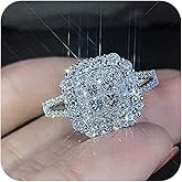 Fashion Ring Cubic Zirconia Anniversary Wedding Ring 925 Sterling Silver CZ Engagement Ring for Women