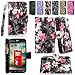 Cellularvilla Wallet Case for LG Optimus L90 Dual D410 Pu Leather Wallet Card Flip Open Pocket Case Cover Pouch (Black Pink Flower)