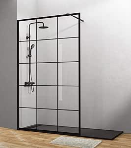 GME Mampara de ducha de vidrio, 110 cm Anchura x 195 cm Altura