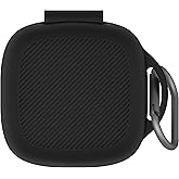 Geiomoo Silicone Case for Raycon Essential Open Earbuds, Soft Flexible Scratch Resistant Protective Cover with Carabiner (Black)