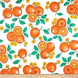 Oilcloth Oranges White Fabric By The Yard