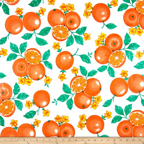 Oil Cloth International Oilcloth Oranges White Fabric by The Yard, White