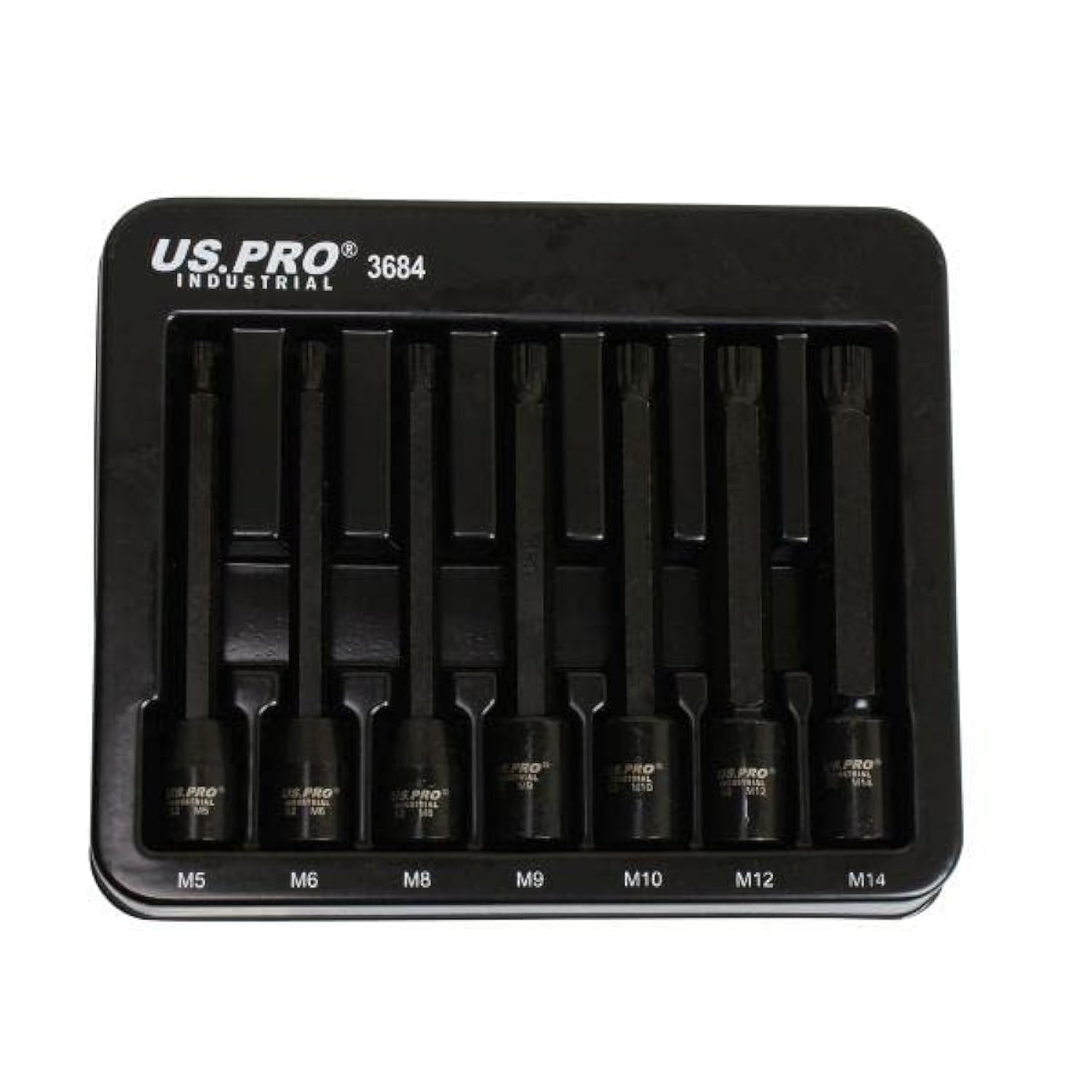 US PRO INDUSTRIAL 7PC 3/8" DR Extra Long Impact Spline Bit Socket Set M5 - M14 3684