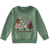KEKEMI Toddler Boys Girls Christmas Sweatshirt Howdy Christmas Western Shirts Xmas Trees Pullover Holiday Tops Winter Clothes