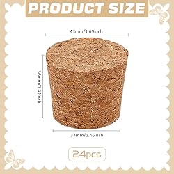 BENECREAT 24 Pcs Light Brown/Tan Cork Bottle