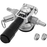 Roastove Low Profile Keg Coupler, 304 Stainless Steel D System Keg Coupler with Safety Pressure Relief Valve and Hose Clamp