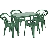 White Plastic Table and 4 Chairs Set - Garden Party - Outdoor Dining
