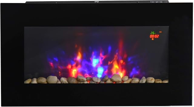 1000W/2000W Electric Wall Fireplace w/LED Flame Effect Timer