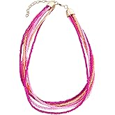 CWFPBA Handmade Colorful Multi-layered Multi Strand Seed Beaded Stackable Bohemian Braided Choker Necklaces for Women Summer Hawaiian Beach Holiday Boho Statement Jewelry