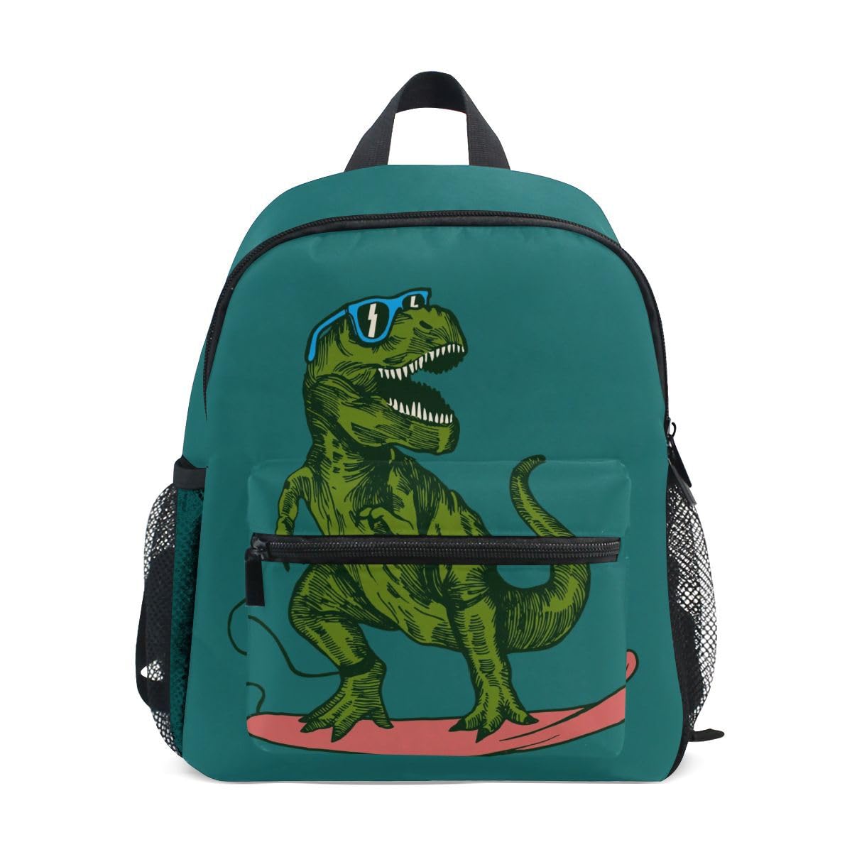 Children's Backpack, Kids Schoolbag Funny Skateboard Dinosaur Students Bookbag for Boys Girls, Chest Strap