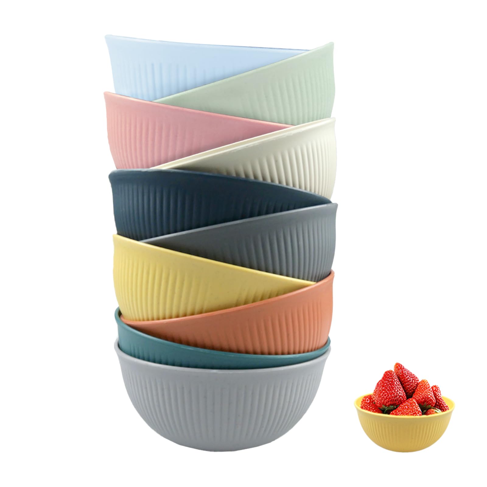 YunBey 10-Piece Cereal and Soup Bowl Set – Large Unbreakable Reusable Plastic Bowls for Kids and Adults, Ideal for Breakfast, Soup, Cereal, Ramen, Salad