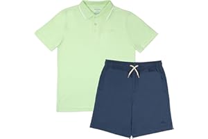 Tommy Bahama Boys Short Sleeve Classic Polo Shirt & Elastic Waist Shorts Set, Casual 2-Piece Back to School Outfit for Kids