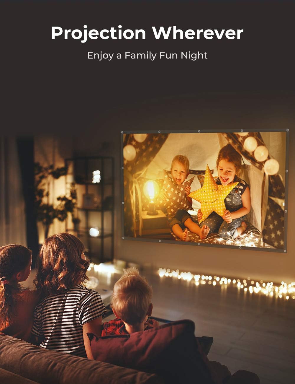 VANKYO StayTrue Projector Screen, 120 Inch Projection Screen 4K HD, 16:9, Foldable Wrinkle-Free Movies Screen(1.1 GAIN, 160°Viewing Cone) for Home Theater, Support Front & Rear Projection: Electronics
