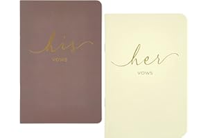 Urnseh Wedding Vow Books His And Hers, Officiant Book For Wedding Ceremony, Gold Foil Wedding Notebook Bride Groom Booklet For Wedding Gifts, 28 Pages, 5.9" X 3.9", Wedding Journal, Cafe Milk