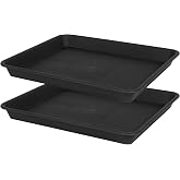 VUWEZ Plant Saucer Growing Tray, Seed Starter Tray Rectangular, Heavy Sturdy Plastic Plant Drainage Saucers, Plant Drip Trays for Pots, Seed Starter Growing Trays (11 x 9 inch, 2 Pack)