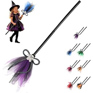 Halloween Witch Spider Broomstick, Cosplay Costume Accessory Prop for Party (Purple)