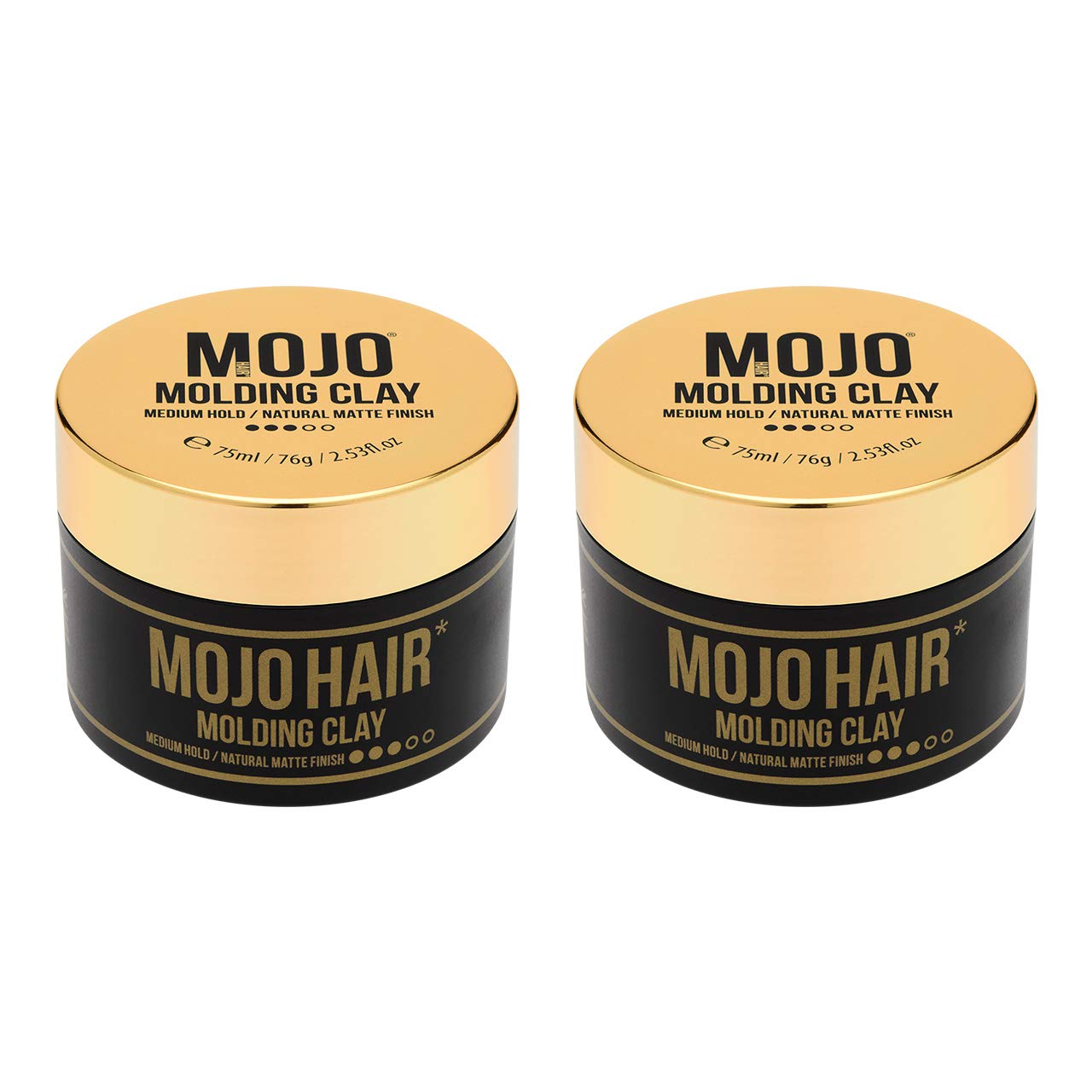 MOJO Hair Molding Clay | Hair Clay for Men | Medium Hold Natural Matte Finish | 75ml (2 Pack)