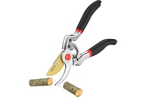DELIXI 9.25" Heavy Duty Pruning Shears (Professional Bypass Garden Clippers with SK5 Steel Teflon Coated Blade)(1" Cutting Capacity, 2.17" Max Opening) Gardening Scissors for Plants, Flowers, Shrubs & Trees